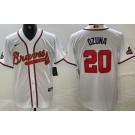 Men's Atlanta Braves #20 Marcell Ozuna White 2022 Gold Program Cool Base Jersey