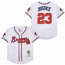 Men's Atlanta Braves #23 David Justice White 1995 Throwback Jersey