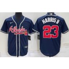 Men's Atlanta Braves #23 Michael Harris II Navy Cool Base Jersey