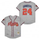 Men's Atlanta Braves #24 Deion Sanders Gray 1992 Throwback Jersey