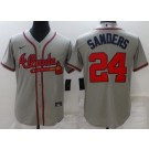Men's Atlanta Braves #24 Deion Sanders Gray Cool Base Jersey