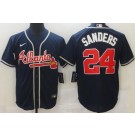 Men's Atlanta Braves #24 Deion Sanders Navy Cool Base Jersey