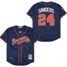 Men's Atlanta Braves #24 Deion Sanders Navy Throwback Jersey