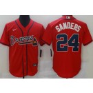 Men's Atlanta Braves #24 Deion Sanders Red Cool Base Jersey