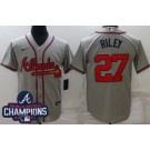 Men's Atlanta Braves #27 Austin Riley Gray 2021 World Series Champions Cool Base Jersey