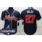 Men's Atlanta Braves #27 Austin Riley Navy 2021 World Series Champions Cool Base Jersey