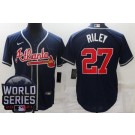 Men's Atlanta Braves #27 Austin Riley Navy 2021 World Series Cool Base Jersey
