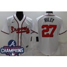 Men's Atlanta Braves #27 Austin Riley White 2021 World Series Champions Cool Base Jersey