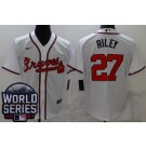 Men's Atlanta Braves #27 Austin Riley White 2021 World Series Cool Base Jersey