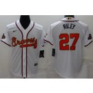 Men's Atlanta Braves #27 Austin Riley White 2022 Gold Program Cool Base Jersey