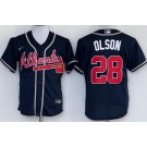 Men's Atlanta Braves #28 Matt Olson Navy Cool Base Jersey