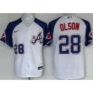 Men's Atlanta Braves #28 Matt Olson White 2013 City Player Number Cool base Jersey