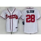 Men's Atlanta Braves #28 Matt Olson White Cool Base Jersey