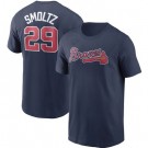 Men's Atlanta Braves #29 John Smoltz Navy Printed T Shirt 112210