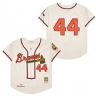 Men's Atlanta Braves #44 Hank Aaron Cream 1957 Throwback Jersey