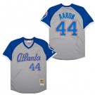 Men's Atlanta Braves #44 Hank Aaron Gray Blue Throwback Jersey