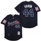 Men's Atlanta Braves #44 Hank Aaron Navy 1974 Throwback Jersey