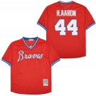 Men's Atlanta Braves #44 Hank Aaron Red Mesh Throwback Jersey