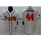 Men's Atlanta Braves #44 Hank Aaron White 2022 Gold Program Cool Base Jersey