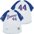 Men's Atlanta Braves #44 Hank Aaron White Blue 1974 Throwback Jersey