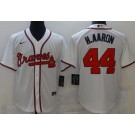 Men's Atlanta Braves #44 Hank Aaron White Cool Base Jersey