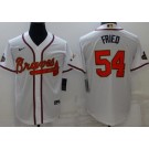 Men's Atlanta Braves #54 Max Fried White 2022 Gold Program Cool Base Jersey