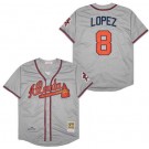 Men's Atlanta Braves #8 Javier Lopez Gray 1995 Throwback Jersey