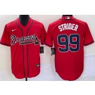 Men's Atlanta Braves #99 Spencer Strider Red Cool base Jersey