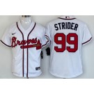 Men's Atlanta Braves #99 Spencer Strider White Cool base Jersey