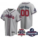 Men's Atlanta Braves Customized Gray 2021 World Series Champions 150th Anniversary Cool Base Jersey