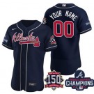 Men's Atlanta Braves Customized Navy 2021 World Series Champions 150th Anniversary Authentic Jersey