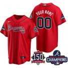 Men's Atlanta Braves Customized Red 2021 World Series Champions 150th Anniversary Cool Base Jersey
