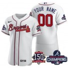 Men's Atlanta Braves Customized White 2021 World Series Champions 150th Anniversary Authentic Jersey