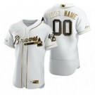 Men's Atlanta Braves Customized White Gold 2020 FlexBase Jersey