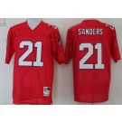 Men's Atlanta Falcons #21 Deion Sanders Red Throwback Jersey