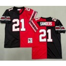Men's Atlanta Falcons #21 Deion Sanders Red White Split 1989 Throwback Jersey