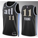 Men's Atlanta Hawks #11 Trae Young Black 2023 City Icon Heat Press Jersey