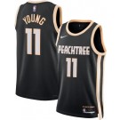 Men's Atlanta Hawks #11 Trae Young Black 2025 City Heat Press Jersey