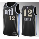 Men's Atlanta Hawks #12 De'Andre Hunter Black 2023 City Icon Heat Press Jersey