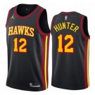 Men's Atlanta Hawks #12 De'Andre Hunter Black Statement Icon Hot Press Jersey