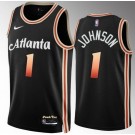 Men's Atlanta Hawks #1 Jalen Johnson Black 2022 City Icon Heat Press Jersey