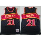 Men's Atlanta Hawks #21 Dominique Wilkins Black 1986 Throwback Swingman Jersey