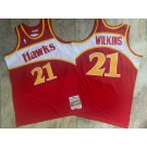 Men's Atlanta Hawks #21 Dominique Wilkins Red 1986 Throwback Authentic Jersey