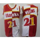 Men's Atlanta Hawks #21 Dominique Wilkins Red White Split 1987 Throwback Swingman Jersey