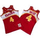 Men's Atlanta Hawks #4 Spud Webb Red 1986 Throwback Swingman Jersey