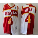 Men's Atlanta Hawks #4 Spud Webb Red White Split 1986 Throwback Swingman Jersey