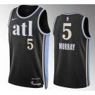 Men's Atlanta Hawks #5 Dejounte Murray Black 2023 City Icon Heat Press Jersey