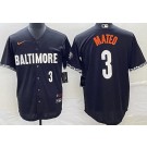 Men's Baltimore Orioles #3 Jorge Mateo Black 2023 City Connect Player Number Cool Base Jersey