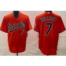 Men's Baltimore Orioles #7 Jackson Holliday Orange Player Number Team Logo Cool Base Jersey