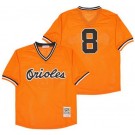 Men's Baltimore Orioles #8 Cal Ripken Orange Mesh Throwback Jersey